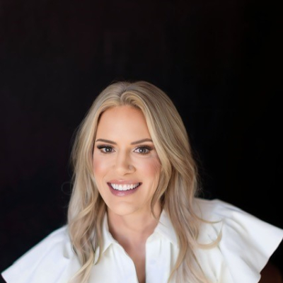 Blonde lady smiling